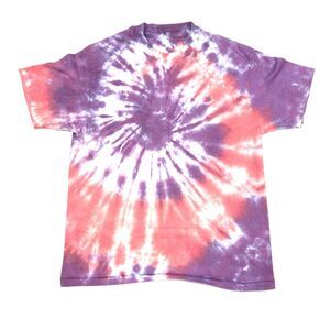 Vintage 90s Tie Dye Purple Pink Tee T Shirt Size Large L B1